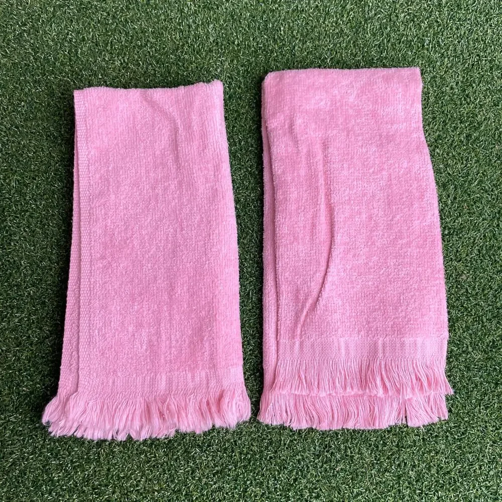 Vintage Pink Holiday Fingertip Towels Lot Embroidered Christmas Wreath and Tree